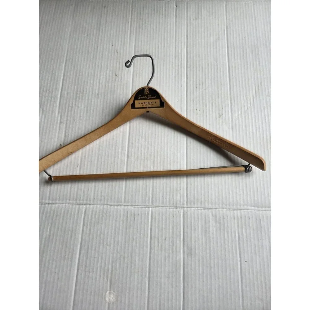 Vintage Wishbone Wooden Advertising‎ Clothes Hanger Nathan's Shreveport